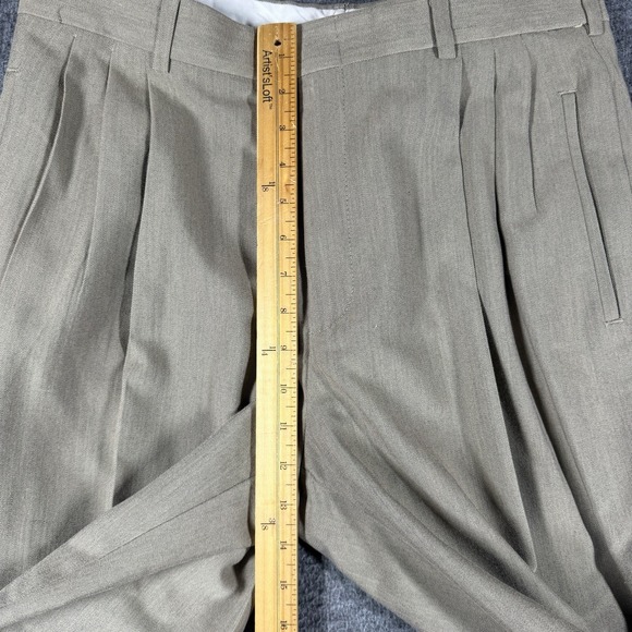 Vintage Savane Triple Pleat Pants Mens 33X30 Brown Cuffed - Picture 4 of 12